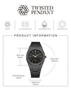 Schwarze Edelstahl Uhr 40 mm – Saphirglas