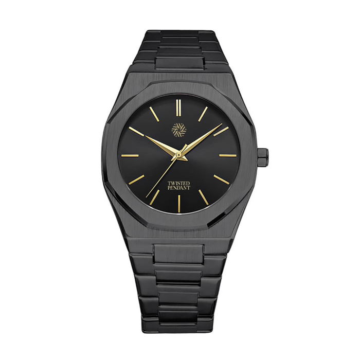 Schwarze Edelstahl Uhr 40 mm – Saphirglas