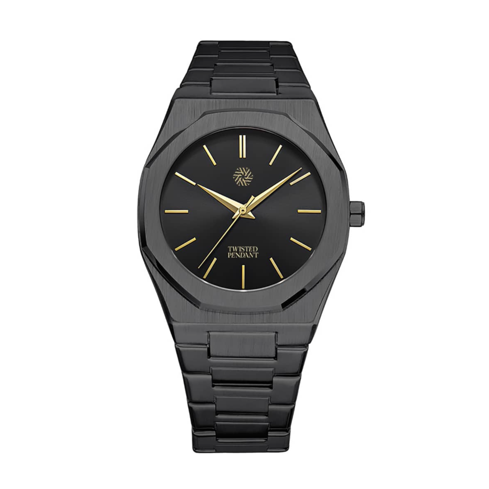 Schwarze Uhr aus Edelstahl mit 40-mm-Gehäuse