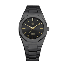 Schwarze Uhr aus Edelstahl mit 40-mm-Gehäuse