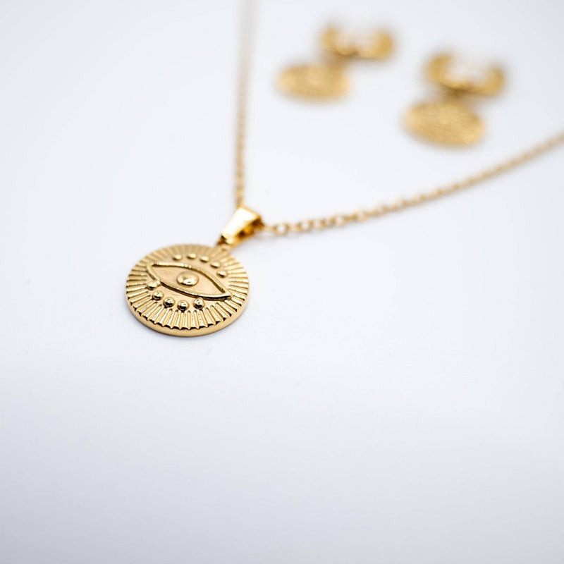 Halskette mit Anhänger „Teufelsauge“ aus 18 Karat vergoldetem Edelstahl